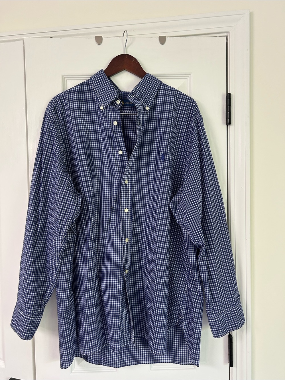 Ralph Lauren Navy & White Checked Button-Down Shirt
